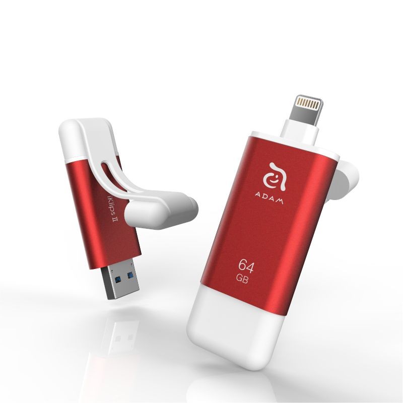 ADAM iKlips II Apple Lightning Flash Drive 64GB (Red) - ADRAD64KL2RD-1