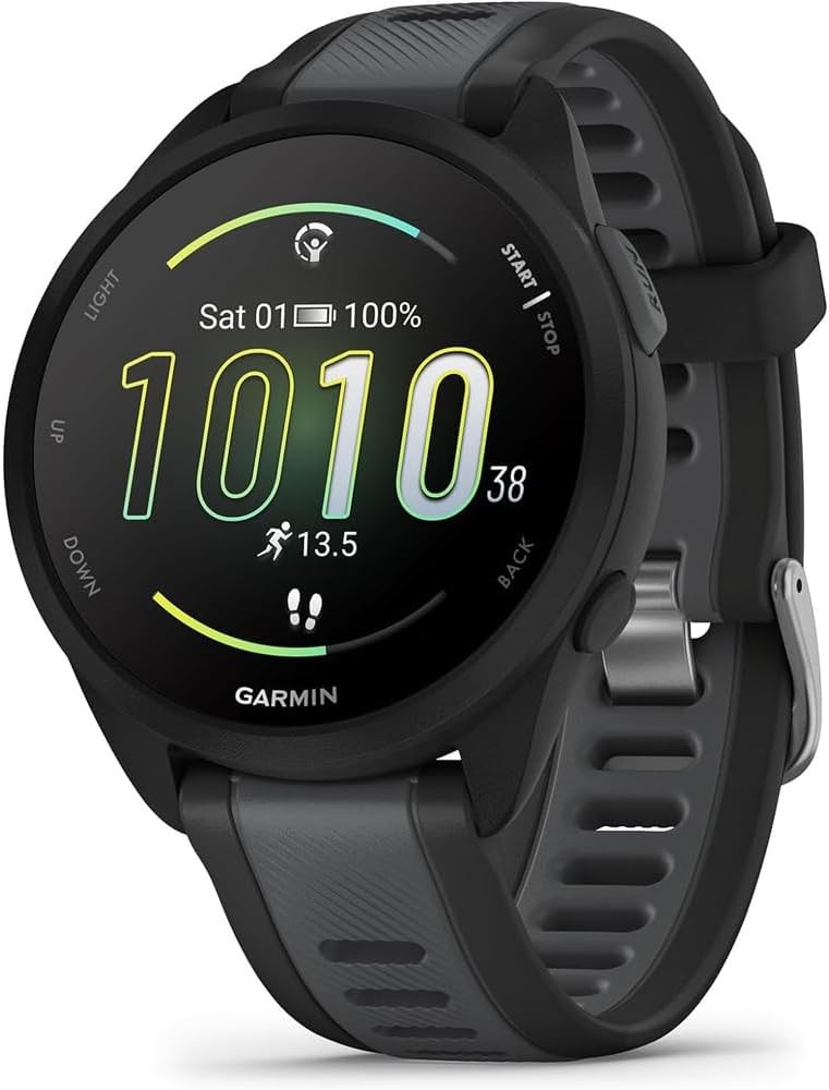 Garmin Forerunner 165 Smart Sport Watch, Black + Slate Gray - 010-02863-20