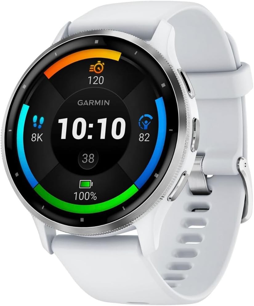Garmin Venu 3 Health Fitness GPS Smartwatch Silver Steel Bezel Whitestone Case (45mm) - 010-02784-00