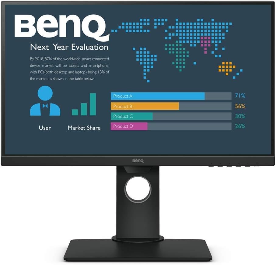 BenQ 23.8 Inch 1080p IPS Full HD Business Monitor, Ultra Slim Bezel, Black - BL2480T