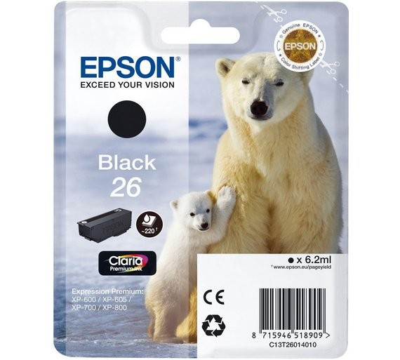 Epson Ink/26 Polar Bear 6.2ml BK - CT13T26014012