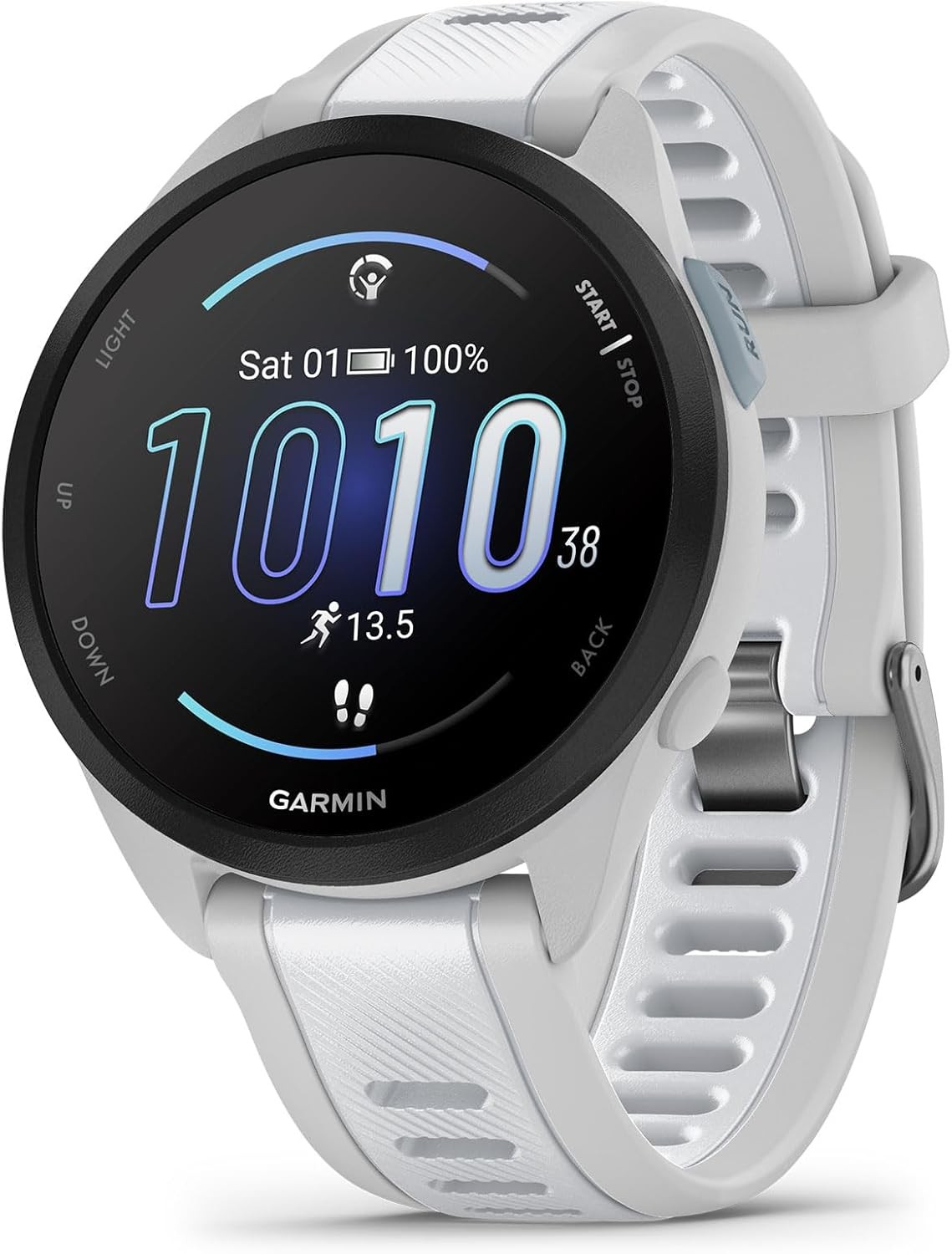 Garmin Forerunner 165 Music, Running Smartwatch, Colorful AMOLED Display, Training Metrics and Recovery Insights, Music on Your Wrist, White Rock - 010-02863-31