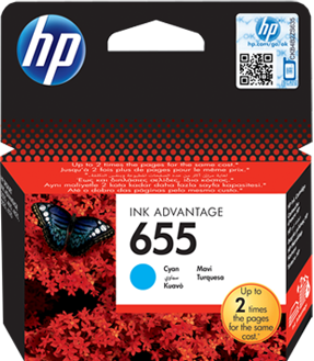 HP 655 Cyan Original Ink Advantage Cartridge - CZ110