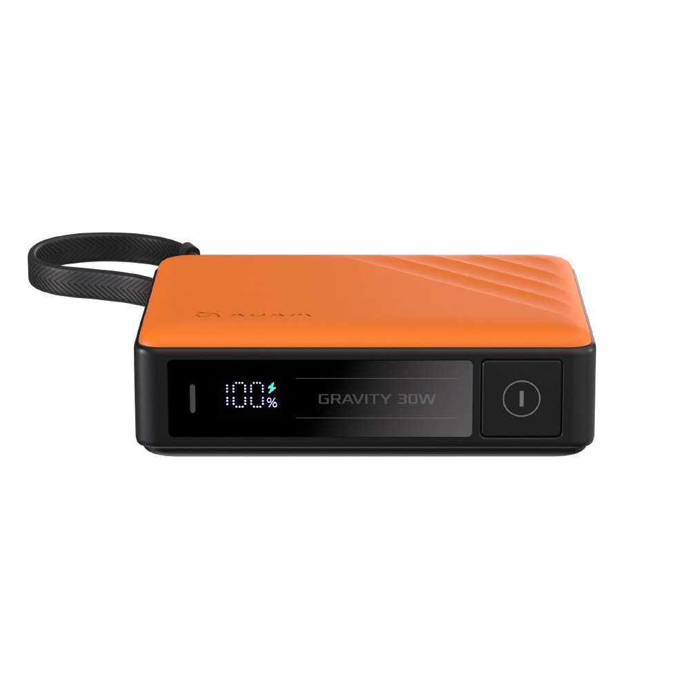 ADAM elements GRAVITY 30W Fast Charging 10000mAh Power Bank with Built-In Cable - Orange - APBADGV30WOR