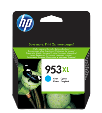 HP 953XL High Yield Cyan Original Ink Cartridge - F6U16AE