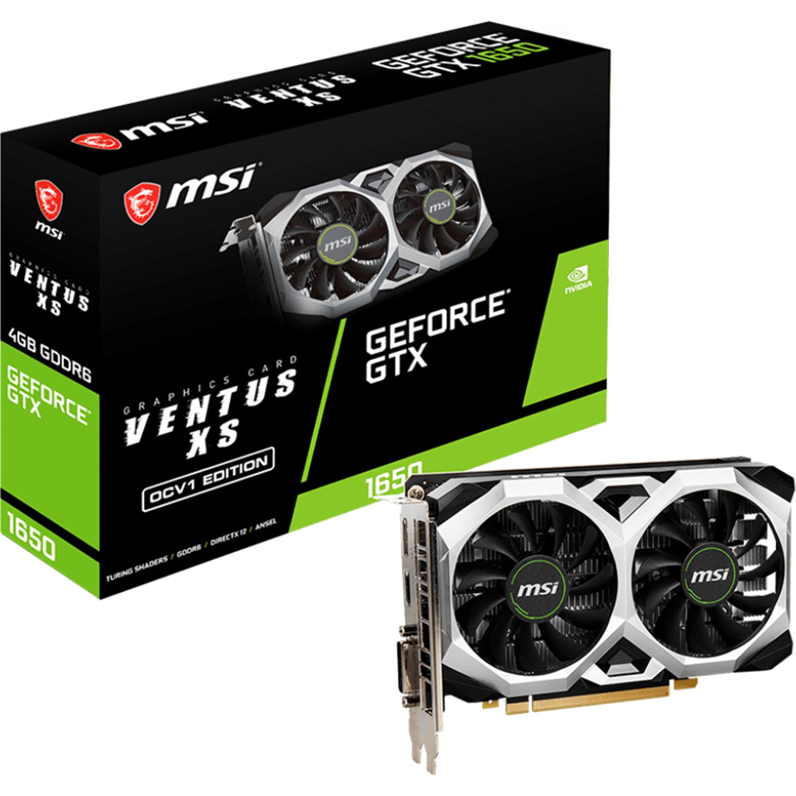 MSI NVIDIA GeForce GTX 1650 D6 VENTUS XS OCV1 4GB GDDR6 Graphics Card - V809-3609R