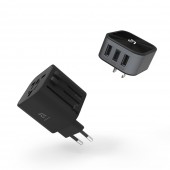 ADAM OMNIA T3 Travel Adapter with USB Black - APAADT3BK