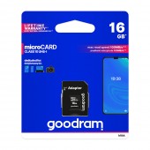 GOODRAM 16GB MicroSD Card + Adapter - M1AA-0160R12