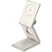 ADAM elements Magnetic Wireless Charger/Travel Charger - Mag Z Magnetic 3-in-1 Foldable Travel Charging  (Titanium) - AACADMAGZGTM